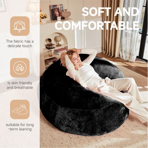 Fauteuil Poire , Bean Bag En Éponge, Housse Lavable - Noir