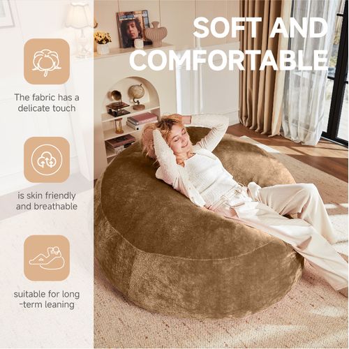 Fauteuil Poire , Bean Bag En Éponge, Housse Lavable - Café