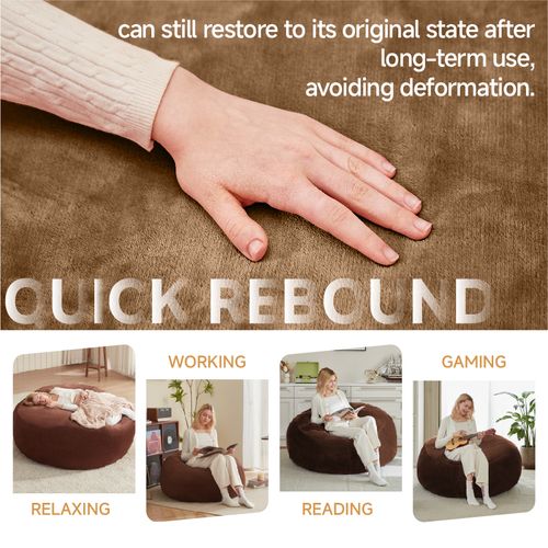 Fauteuil Poire , Bean Bag En Éponge, Housse Lavable - Café