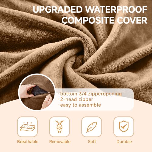 Fauteuil Poire , Bean Bag En Éponge, Housse Lavable - Café