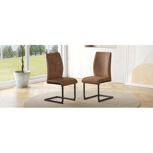 Lot De 2 Chaises De Salle à Manger Modernes, Assise Ergonomique En Simili, Pieds Métal, Marron
