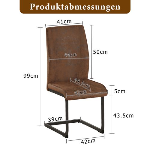 Lot De 2 Chaises De Salle à Manger Modernes, Assise Ergonomique En Simili, Pieds Métal, Marron