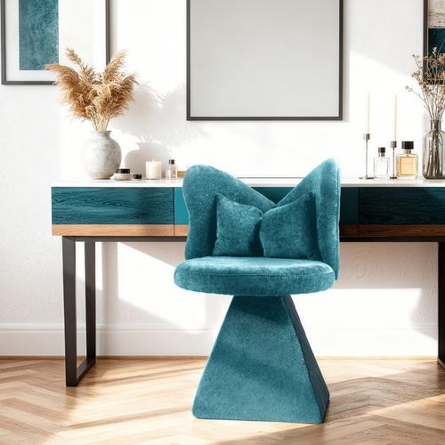Chaise Chaise Papillon Pivotante Pour Coiffeuse Et Bureau - Design Confortable En Tissu - Bleu