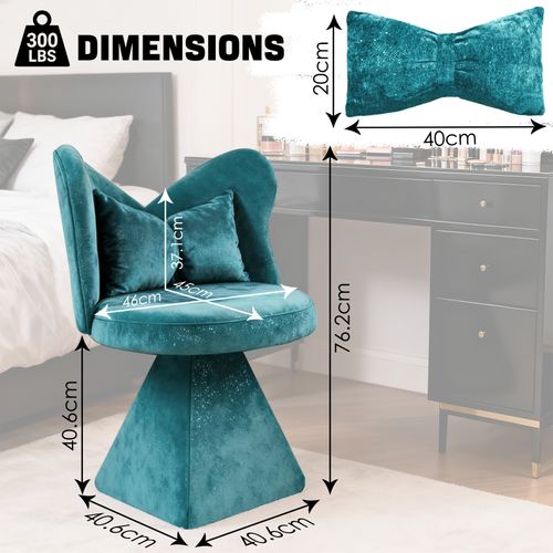 Chaise Chaise Papillon Pivotante Pour Coiffeuse Et Bureau - Design Confortable En Tissu - Bleu