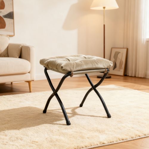 Fauteuil De Relaxation Avec Repose-pieds Et Accoudoirs Rembourrés, Structure Métal, Kaki