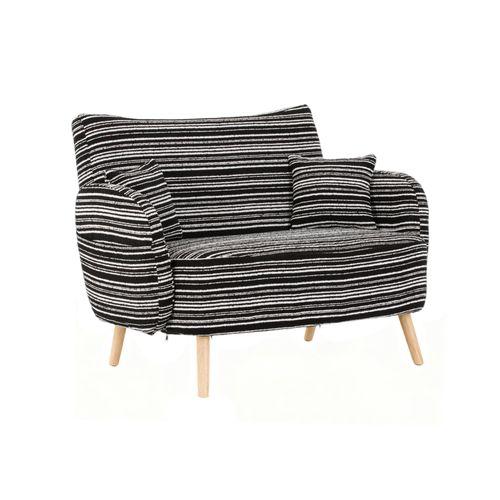 Canapé 2 Places Avec Accoudoirs, Pochette Latérale Et Coussin Mousse, Tissu Bouclé Noir