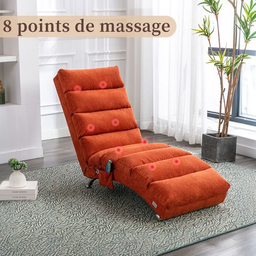 Fauteuils Relax - Fauteuils De Repos Avec Fonction Vibration Et Poche Latérale En Lin, Orange