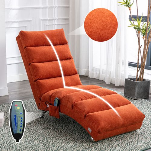 Fauteuils Relax - Fauteuils De Repos Avec Fonction Vibration Et Poche Latérale En Lin, Orange