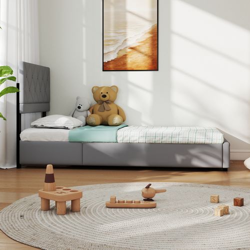 Lit Coffre 90x190 Cm Velours Gris Clair, Boxspring Avec Rangement Hydraulique