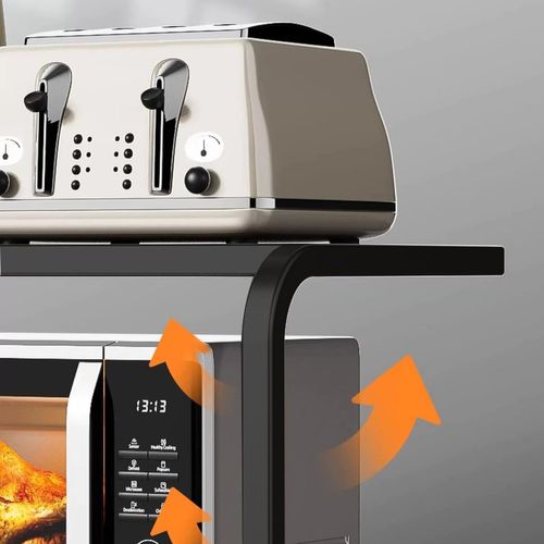 Étagère De Rangement En L à Deux Niveaux Support De Micro-ondes Modèle Simple Noir