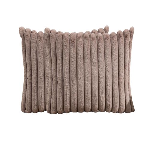 Taies D’oreiller Set 2 Housse De Coussin Velours Et Fourrure Douce Confort 50x50 Cm Beige Clair