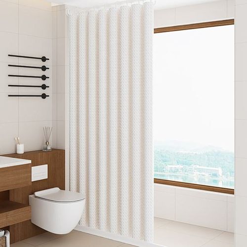 Rideau De Douche En Polyester Résistant à L’eau Avec 12 Crochets 180x180 Cm Blanc