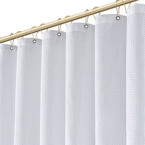 Rideau De Douche En Polyester Résistant à L’eau Avec 12 Crochets 180x180 Cm Blanc