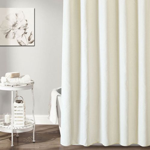 Rideau De Douche En Polyester Résistant à L’eau Avec 12 Crochets 180x180 Cm Beige