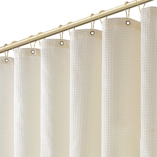 Rideau De Douche En Polyester Résistant à L’eau Avec 12 Crochets 180x180 Cm Beige