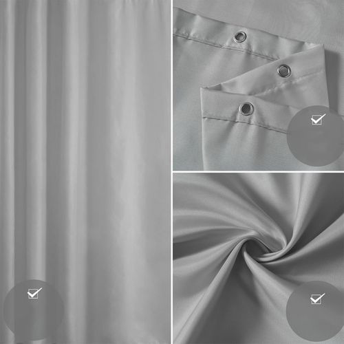 Rideau De Douche Anti-moisissure Avec Anneaux Imperméable Polyester Gris Clair 200x240 Cm