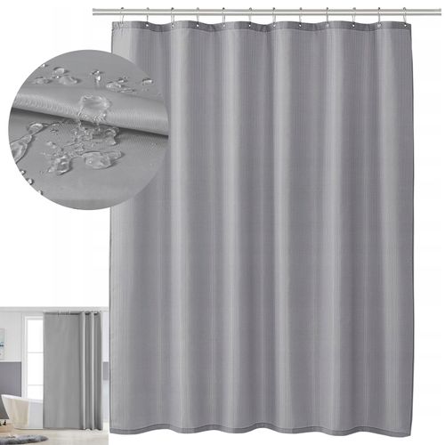Rideau De Douche Anti-moisissure Avec Anneaux Imperméable Polyester Gris Clair 200x240 Cm