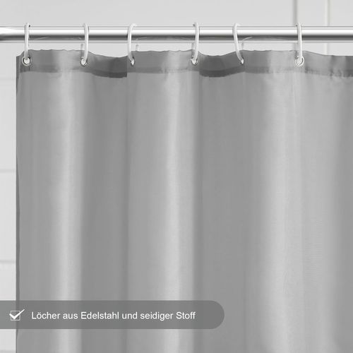 Rideau De Douche Anti-moisissure Avec Anneaux Imperméable Polyester Gris Clair 180x220 Cm