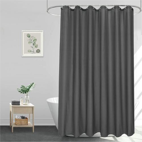 Rideau De Douche Anti-moisissure Avec Anneaux Imperméable Polyester Gris Foncé 180x220 Cm