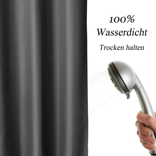Rideau De Douche Anti-moisissure Avec Anneaux Imperméable Polyester Gris Foncé 180x220 Cm