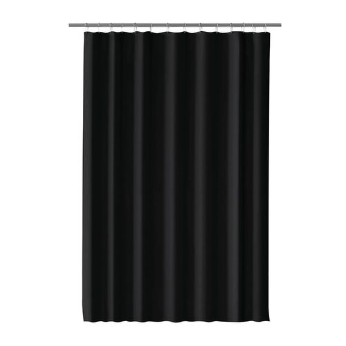 Rideau De Douche Anti-moisissure Avec Anneaux Imperméable Polyester Noir 100x200 Cm