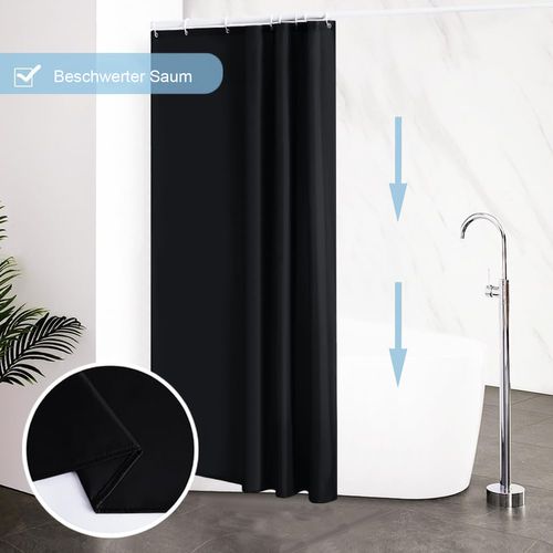 Rideau De Douche Anti-moisissure Avec Anneaux Imperméable Polyester Noir 100x200 Cm
