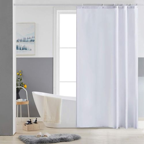 Rideau De Douche Anti-moisissure Avec Anneaux Imperméable Polyester Blanc 200x240 Cm