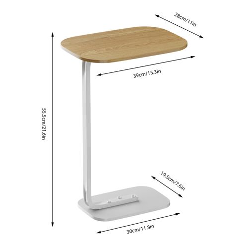 Table Canapé Ovale Bois Et Métal - 45×30×63 Cm - Bois Naturel/blanc