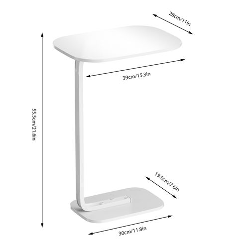 Table Canapé Ovale Mobile Plateau Bois Et Cadre Métal - Salon/chambre 45×30×63 Cm - Blanc