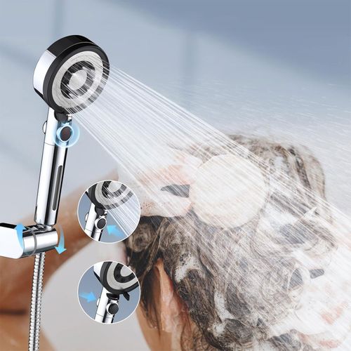 Pommeau De Douche Main 5 Modes Haute Pression Filtre 4 Couches Abs Noir