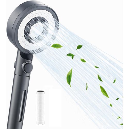 Pommeau De Douche Main 5 Modes Haute Pression Filtre 4 Couches Abs Gris
