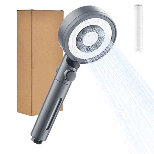 Pommeau De Douche Main 5 Modes Haute Pression Filtre 4 Couches Abs Gris