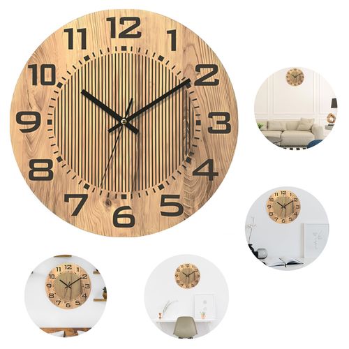 Horloge Murale 50 cm, Vertical Lines, Chêne, Grandes Chiffres, Dragon Interiors, Bois