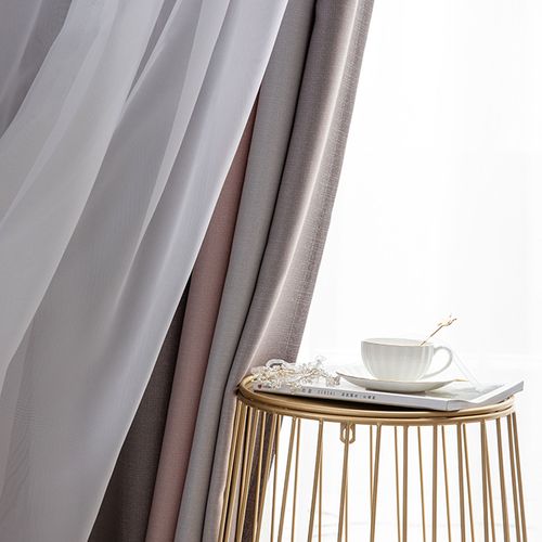 Rideaux Occultants Oeillets - Effet Morandi, Décoration Étoilée, Tissu Épais Rose Et Gris