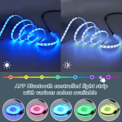 Meuble TV LED Bas – Portes En Verre Trempé, Rangement Avec 2 Armoires Latérales, Pb, Naturel/noir