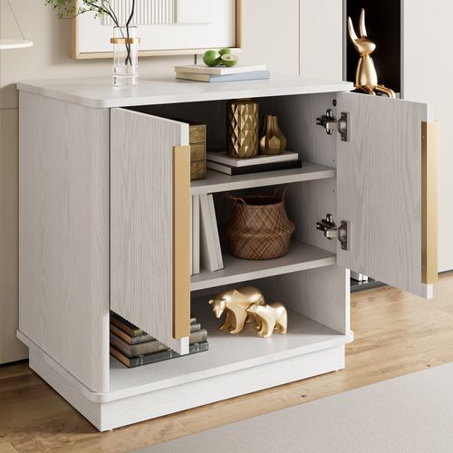 Meuble à Chaussures Entrée, Rangement Ouvert Et Double Porte, Style Contemporain, Mdf, Blanc/bois