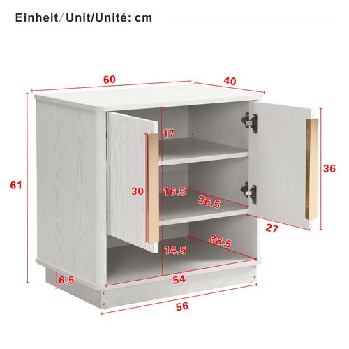 Meuble à Chaussures Entrée, Rangement Ouvert Et Double Porte, Style Contemporain, Mdf, Blanc/bois