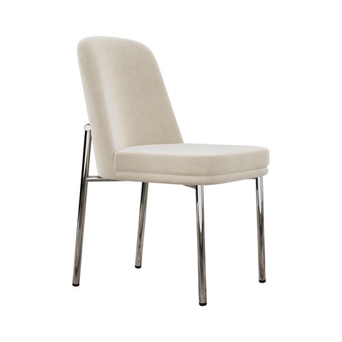 Chaises Moderne Lot De 6, Assise Rembourrée Épaisse Et Pieds En Métal Galvanisé - Velours Beige