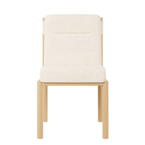 Chaises Lot De 4 Avec Assise Rembourrée Et Piètement Effet Chêne - Tissu Bouclette - Beige