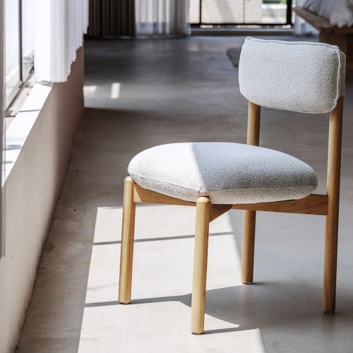 Chaise En Bois Avec Assise Capitonnée Beige, Petit Format Pour Salon Ou Salle à Manger, Naturel