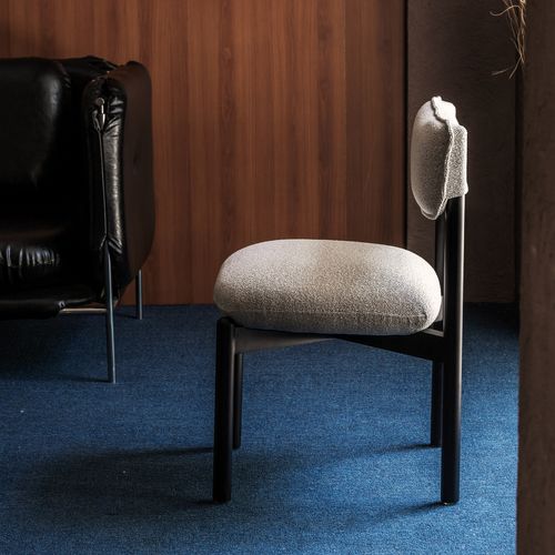 Chaise En Bois Avec Assise Capitonnée Beige, Petit Format Pour Salon Ou Salle à Manger, Noir