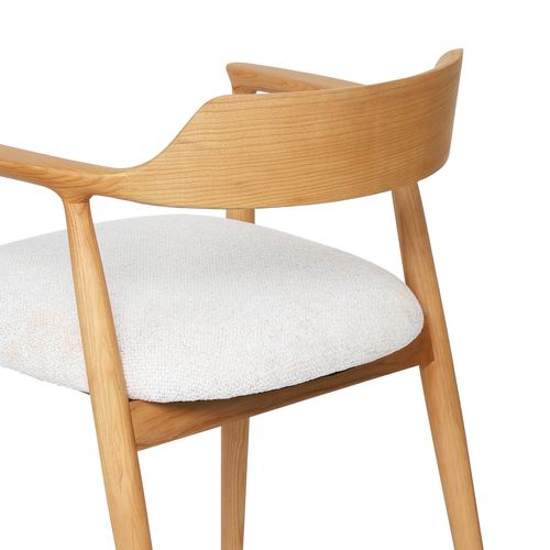 Chaise Bois Avec Assise Capitonnée, Classique Pour Salon Ou Salle à Manger, Naturel + Blanc
