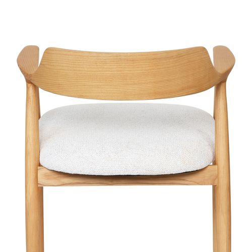 Chaise Bois Avec Assise Capitonnée, Classique Pour Salon Ou Salle à Manger, Naturel + Blanc