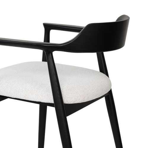 Chaise Bois Avec Assise Capitonnée, Classique Pour Salon Ou Salle à Manger, Noir + Blanc