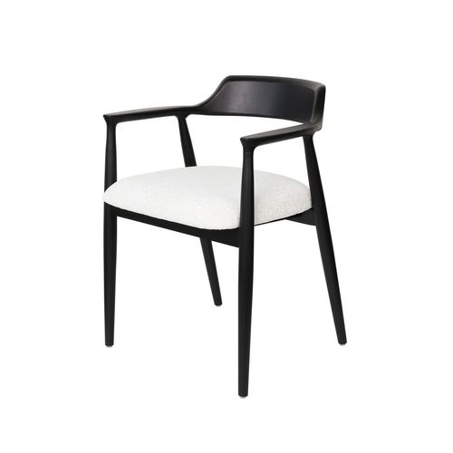 Chaise Bois Avec Assise Capitonnée, Classique Pour Salon Ou Salle à Manger, Noir + Blanc