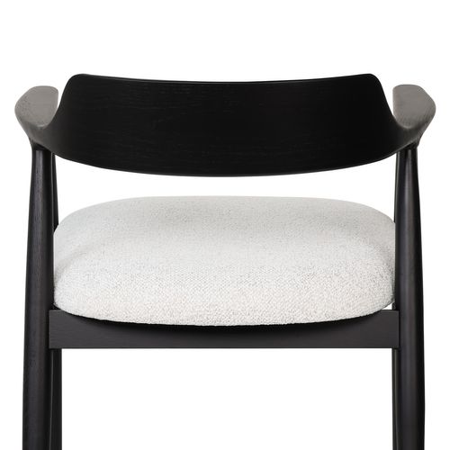 Chaise Bois Avec Assise Capitonnée, Classique Pour Salon Ou Salle à Manger, Noir + Blanc