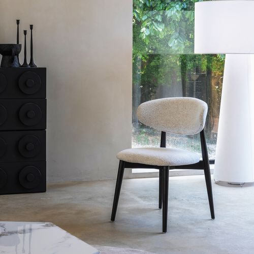 Chaise Bois - Lot De 2 Avec Assise Capitonnée, Design Élégant, Confortable, Noir + Blanc