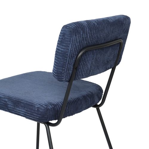 Chaise Métal - Lot De 2 Chaises Avec Texture Rayée, Design Unique, Bleu Marine