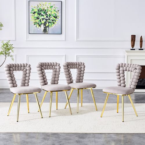 Chaises Lot De 2 Moderne - Dossier Triangle, Pieds Métal Peint, Stable, Velours Gris Clair