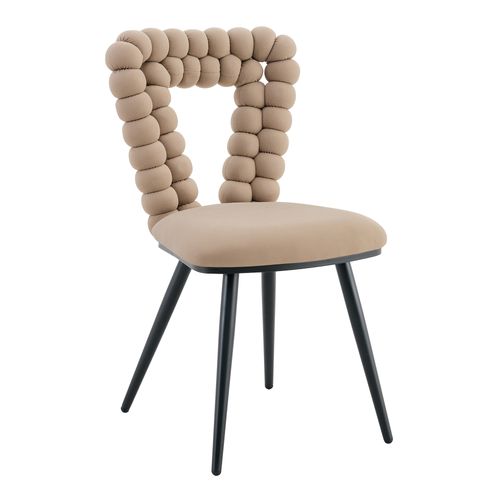 Chaises Lot De 2 Moderne - Dossier Triangle, Pieds Métal Peint, Stable, Velours Camel